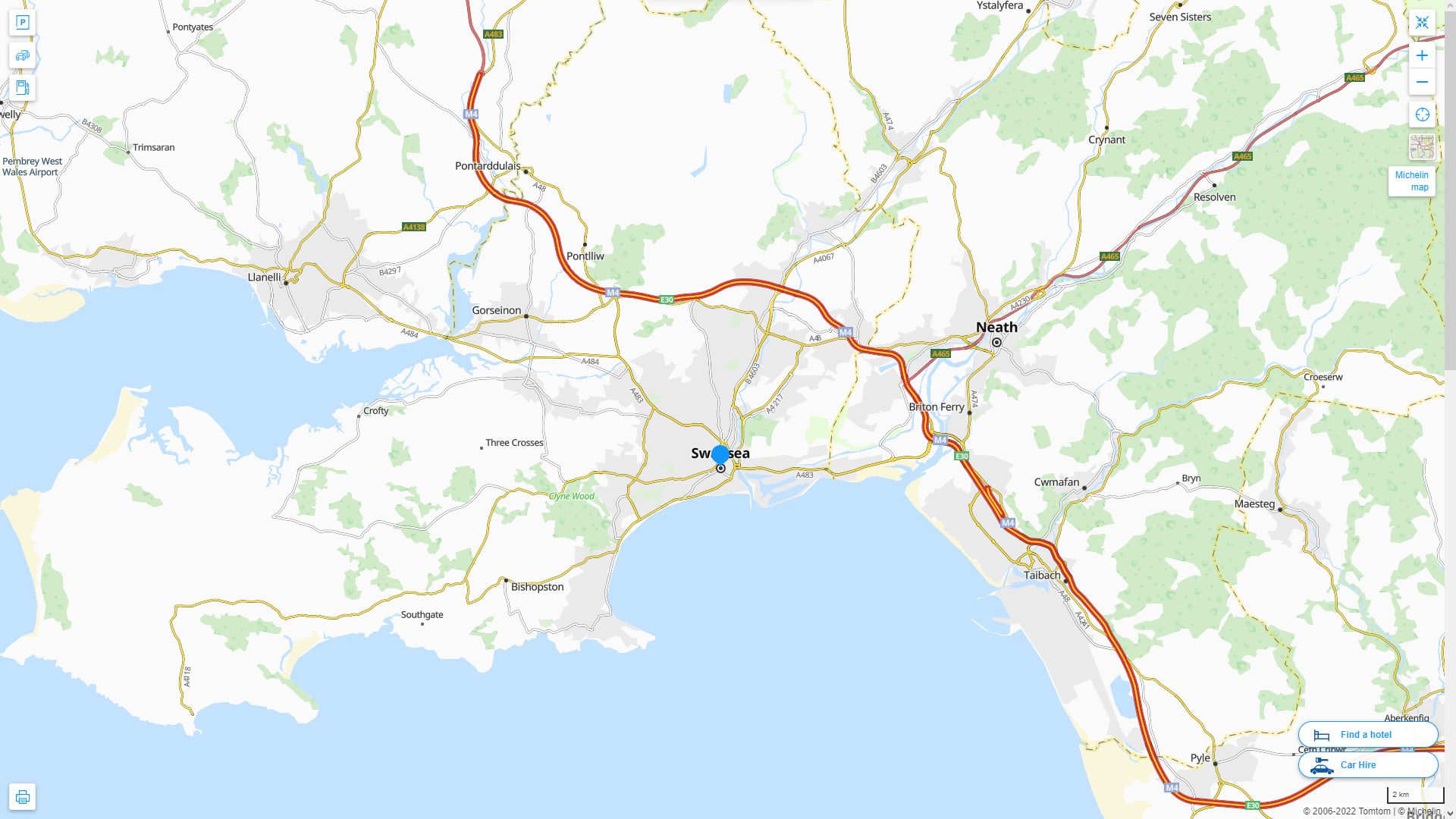 Swansea Royaume Uni Autoroute et carte routiere